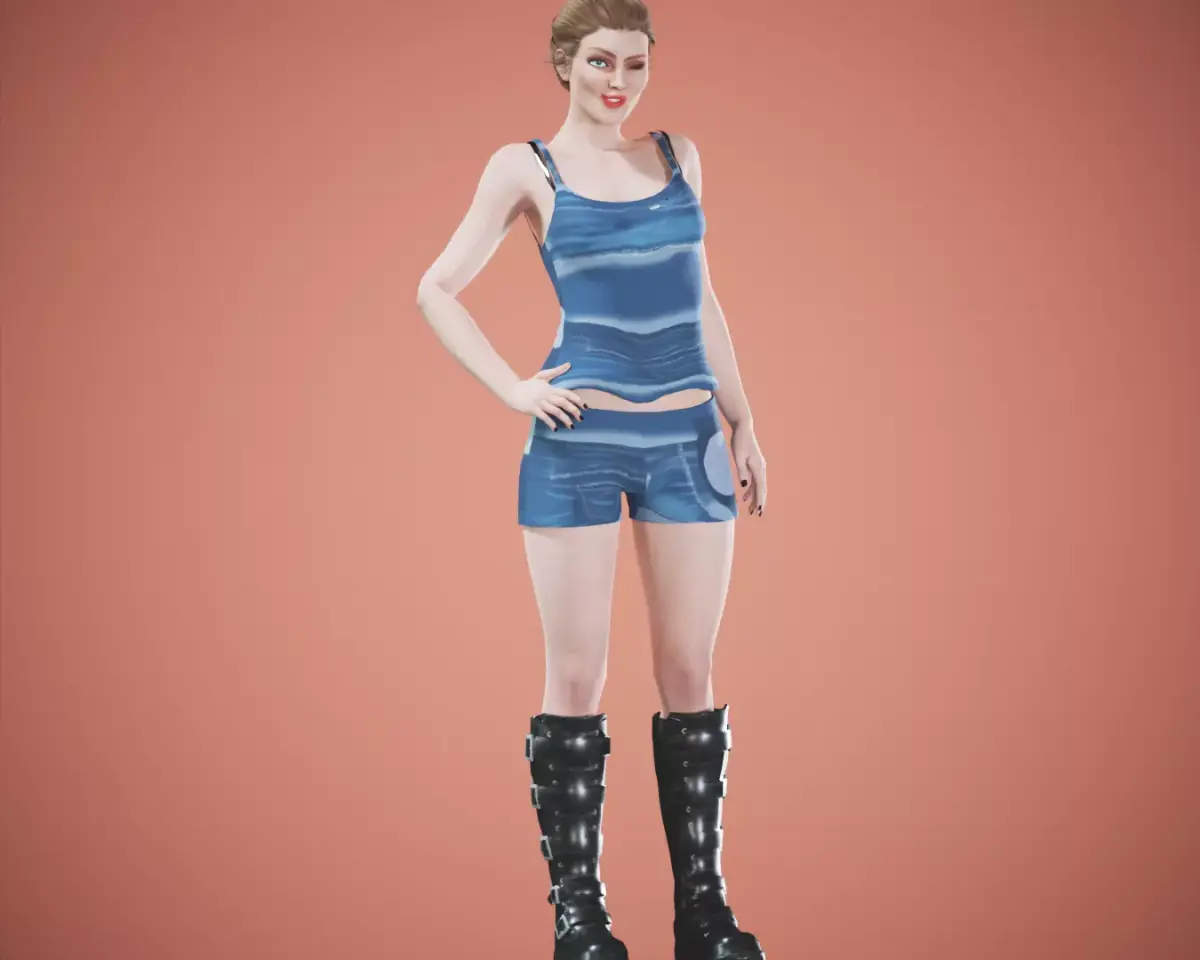 game rigged girl Low-poly 3D model