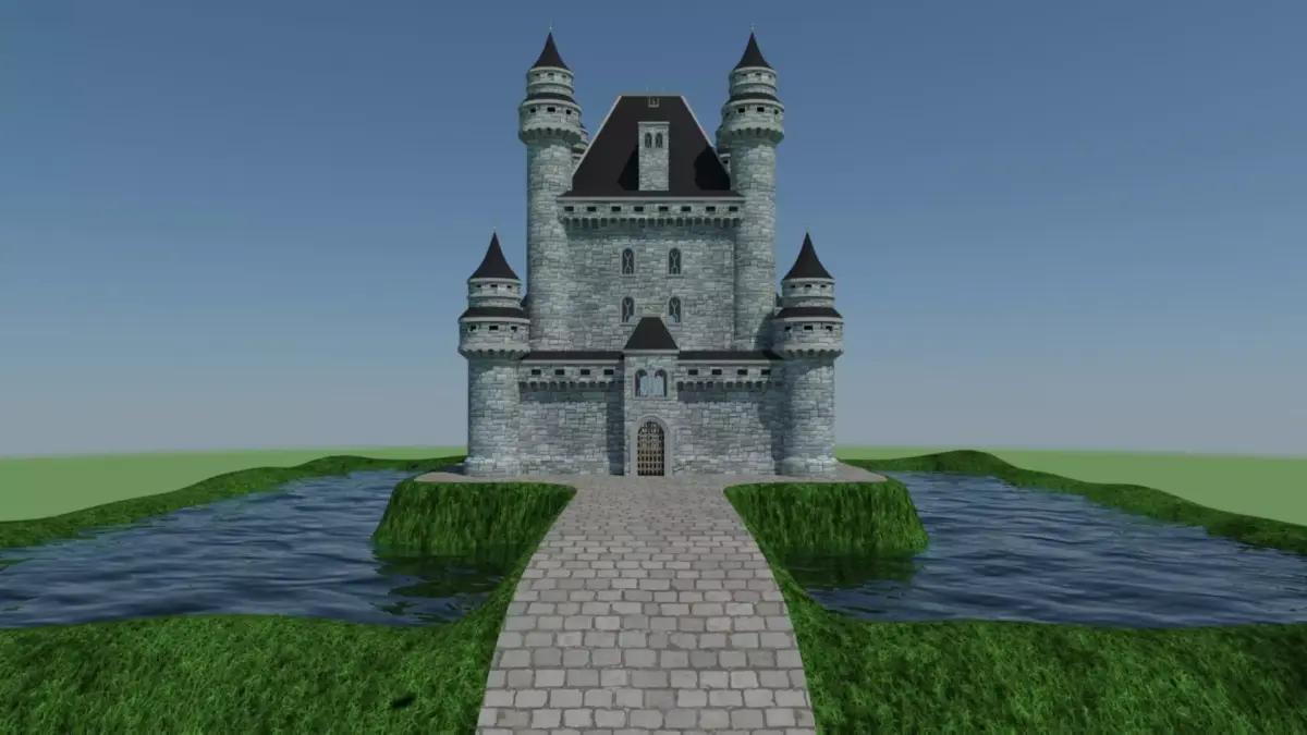 Castle in middle of grass 3D model purchase
