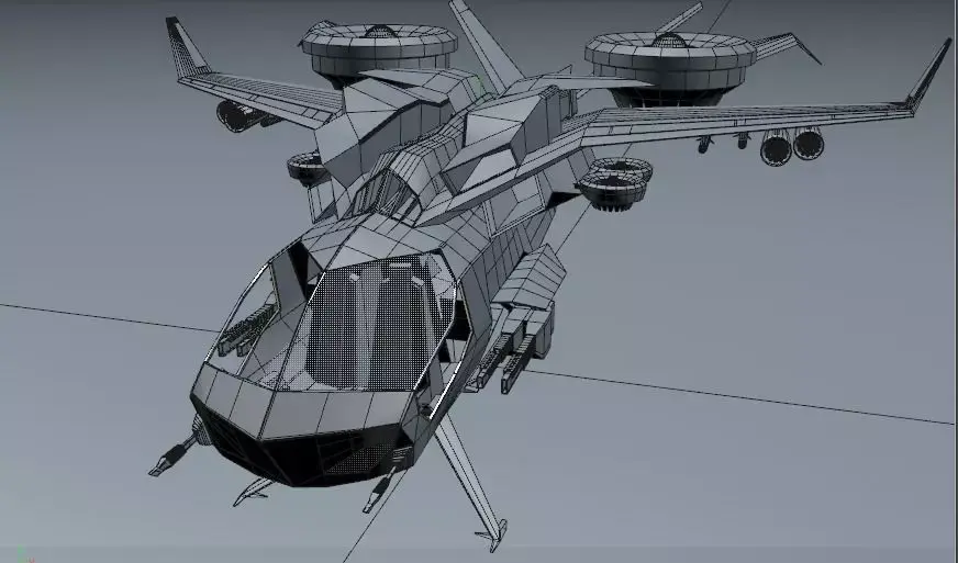 XGunship futuristic fighter jet Low-poly 3D model