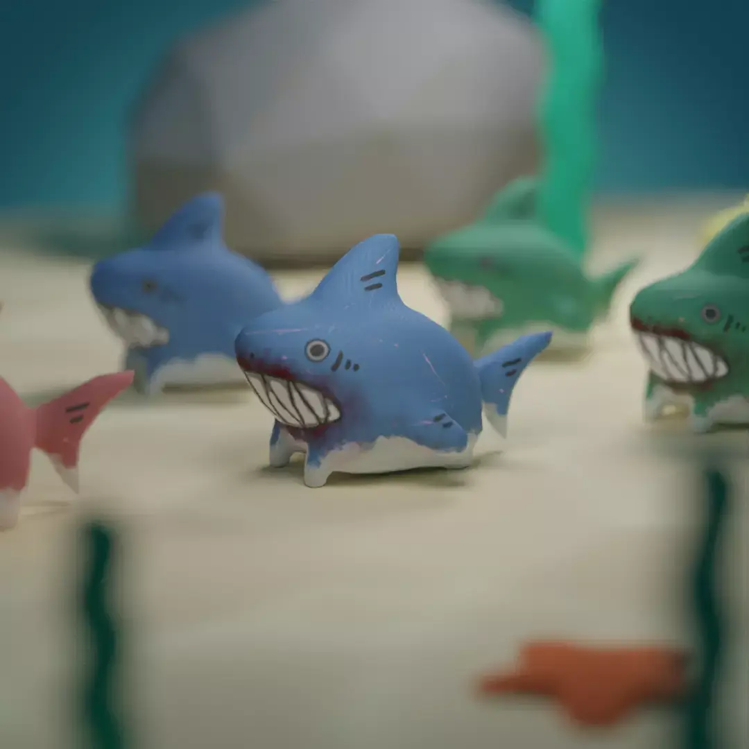 Lowpoly 3D Stuffed Shark Pack Low-poly 3D model