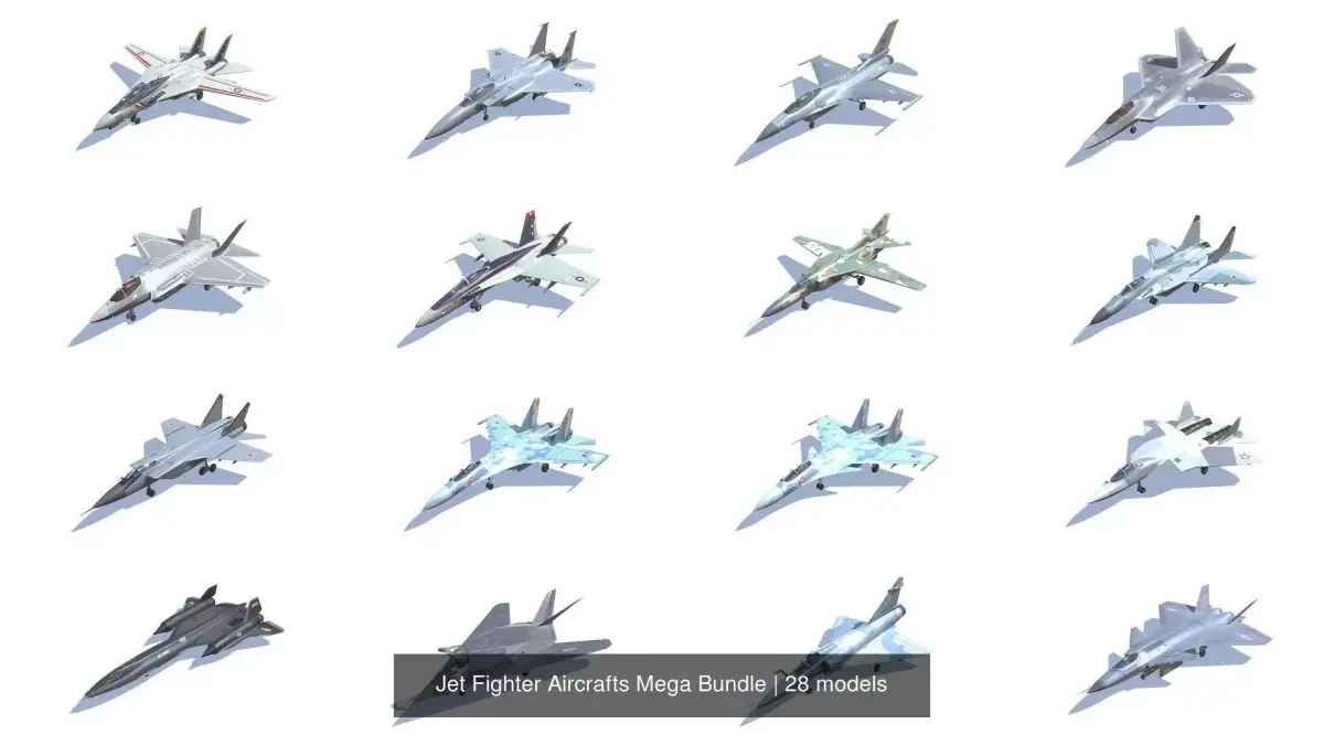Jet Fighter Aircrafts Mega Bundle 3D Model Collection