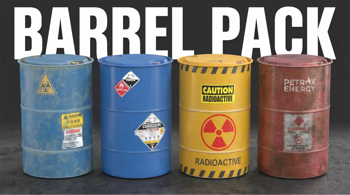 Hazardous Industrial Barrel Pack 3D model