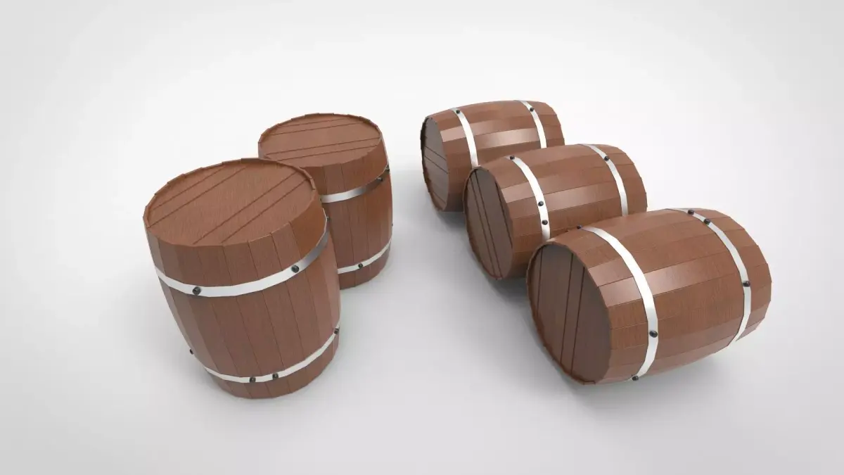 Wooden barrels 3D model