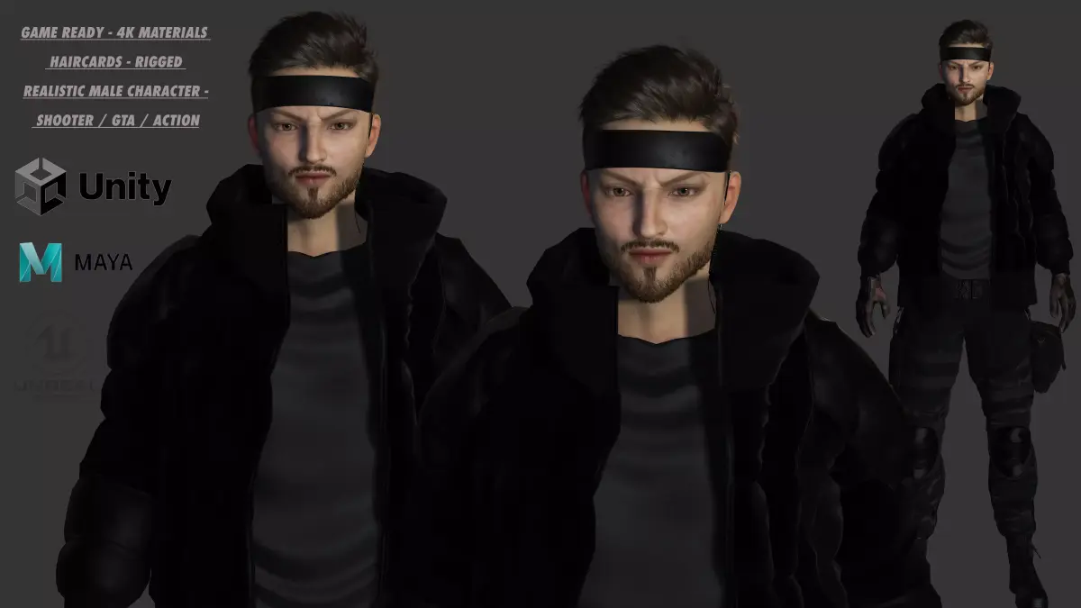 AAA 3D REALISTIC MALE CHARACTER - GUN SHOOTER MILITARY GTA WAR Low-poly 3D model