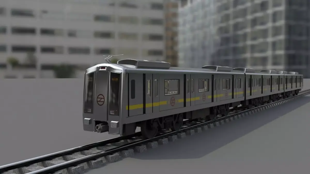 Delhi Metro with track  Low-poly 3D model