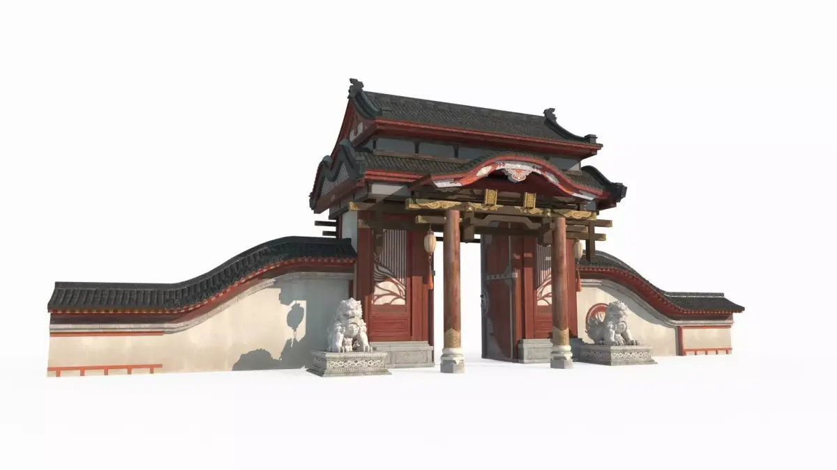Luxury Gate of Ancient Asian Architecture 3D model