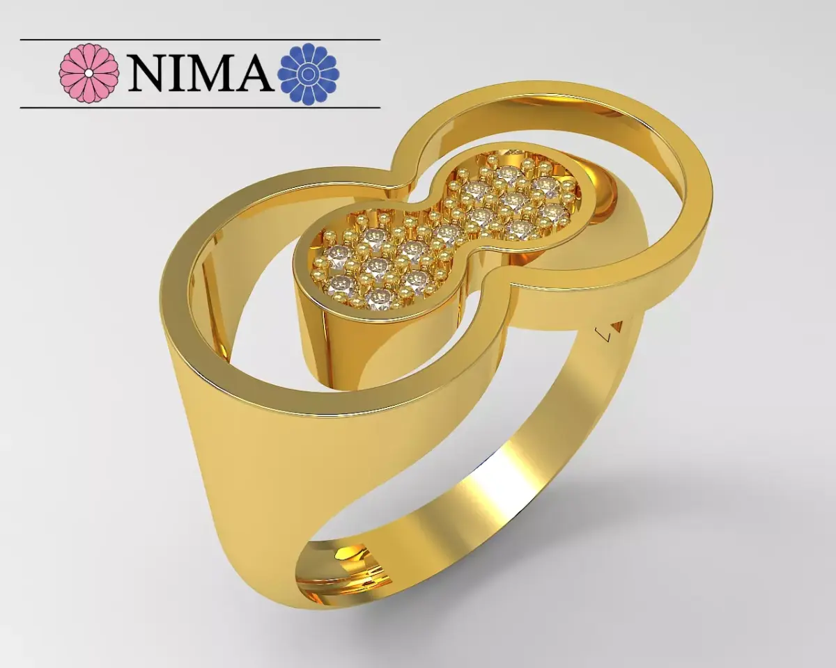 Elegant Infinity Gold Ring with Diamonds Free 3D print model purchase