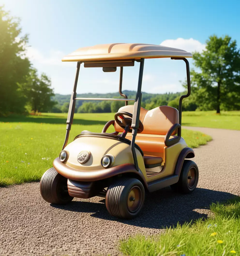Cartoon Golf Cart Vehicle Lowpoly Beige Body 3D Model Low-poly 3D model