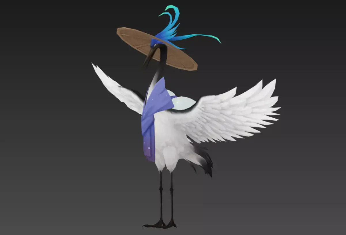 immortal crane Low-poly 3D model