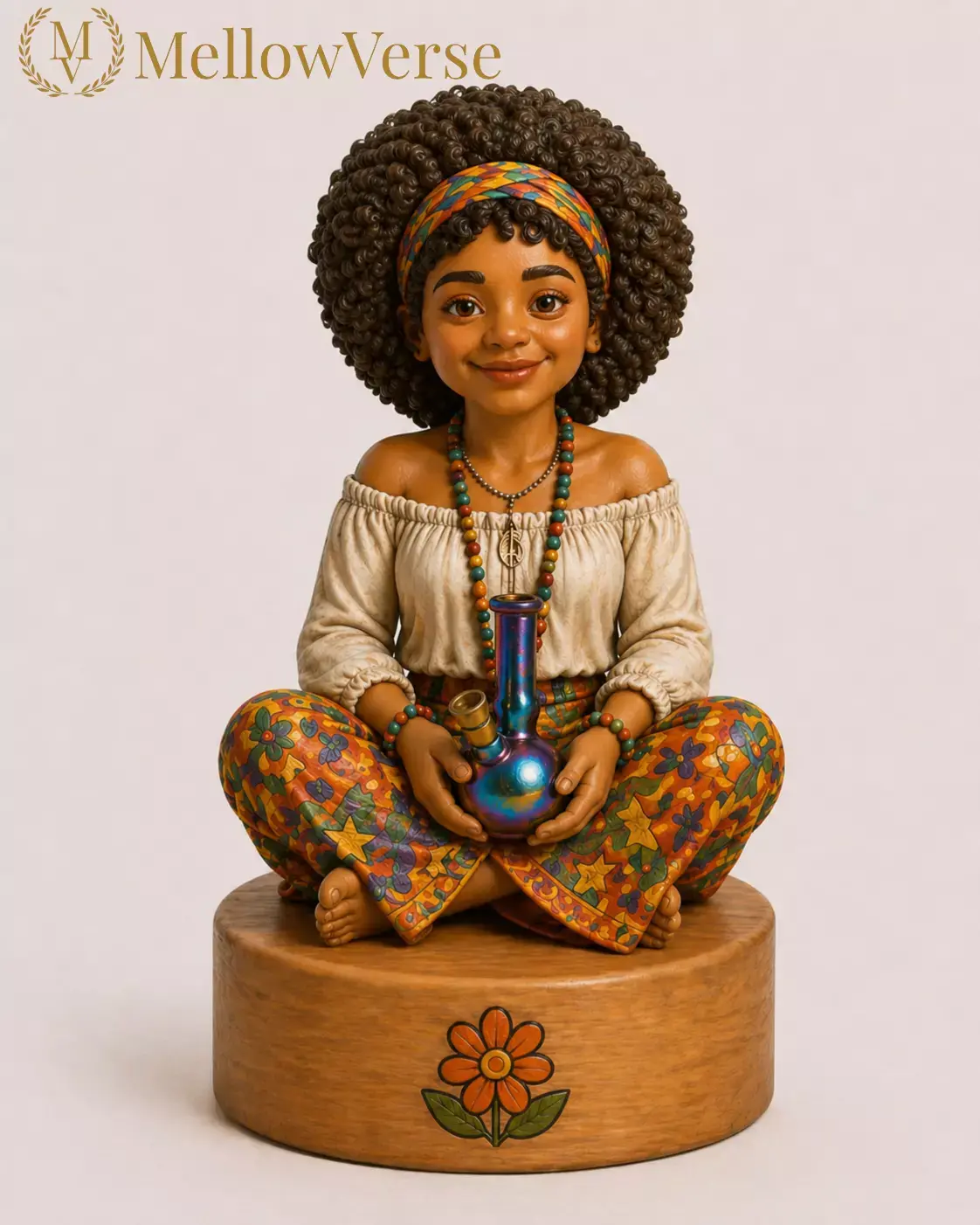 Free Spirit Hippie Girl Herb Grinder-2-Part Magnetic-MellowVerse 3D print model
