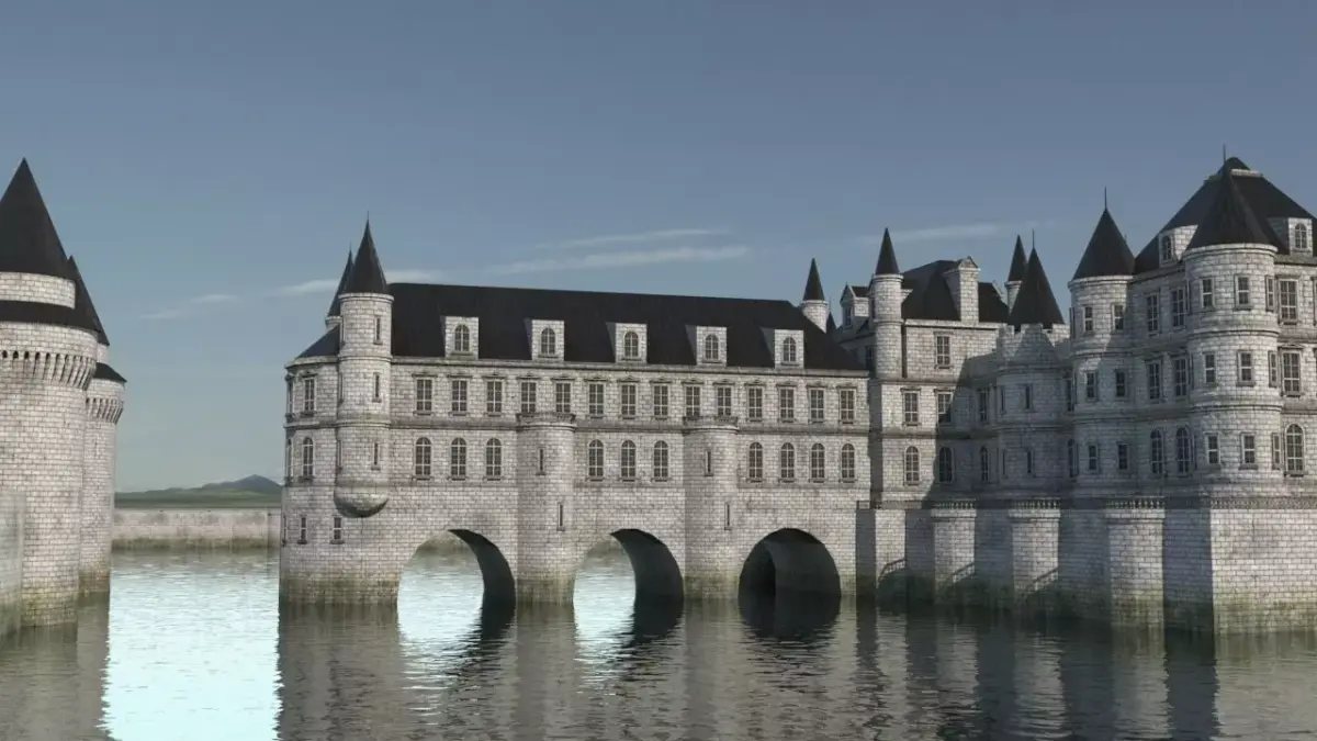 Low Poly Chateau-Castle - Inspired by Chateau de Chenonceau- PBR Low-poly 3D model