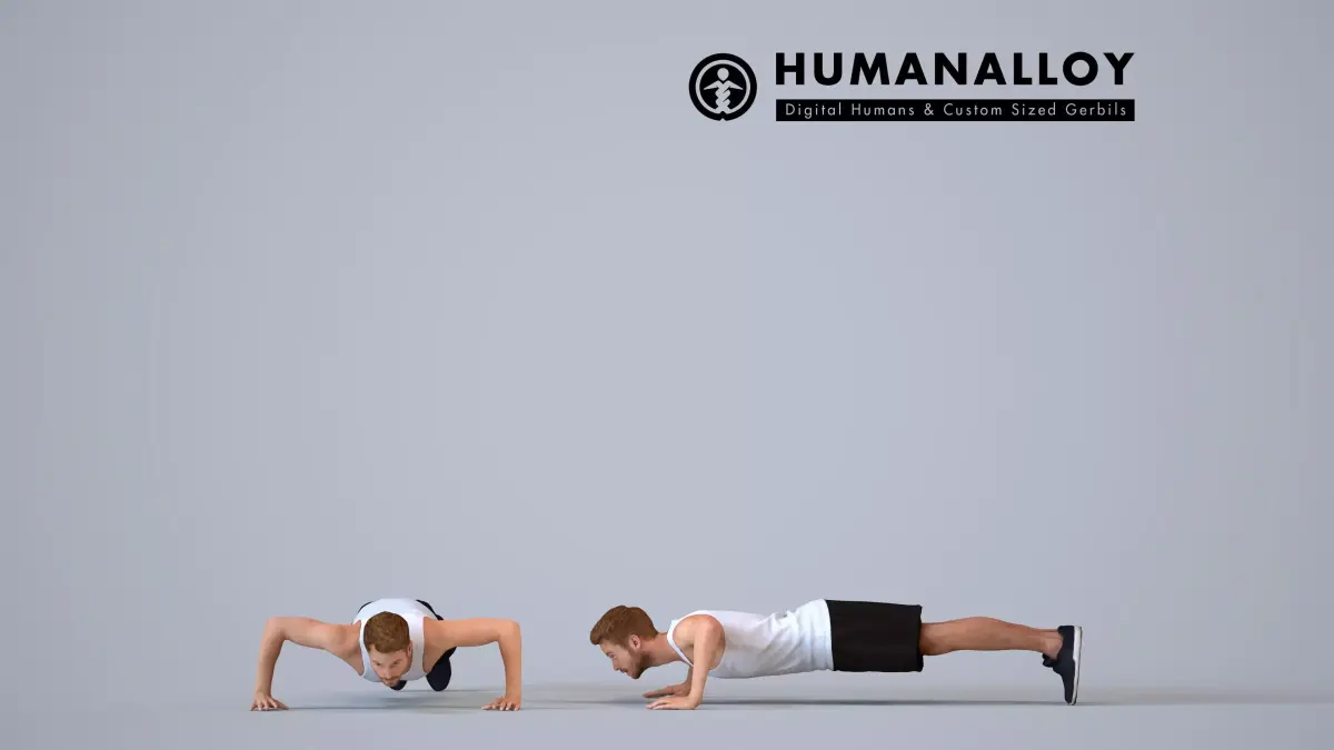 00077Nash009b - Adult Caucasian man exercising in contemporary 3D model
