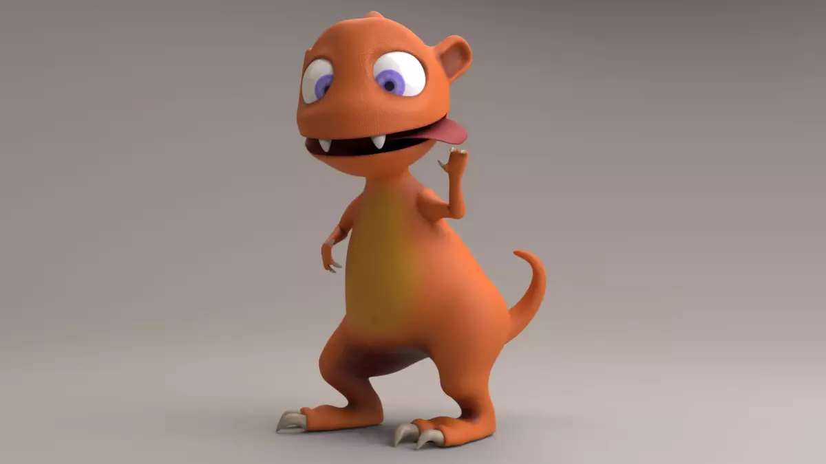 Cartoon rigged dragon Low-poly 3D model