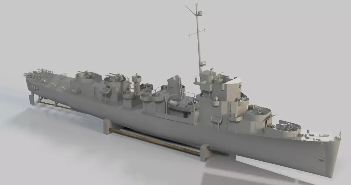 Evarts Class Destroyer Escort - 1-48 Scale - 3D Printable - RC 3D print model