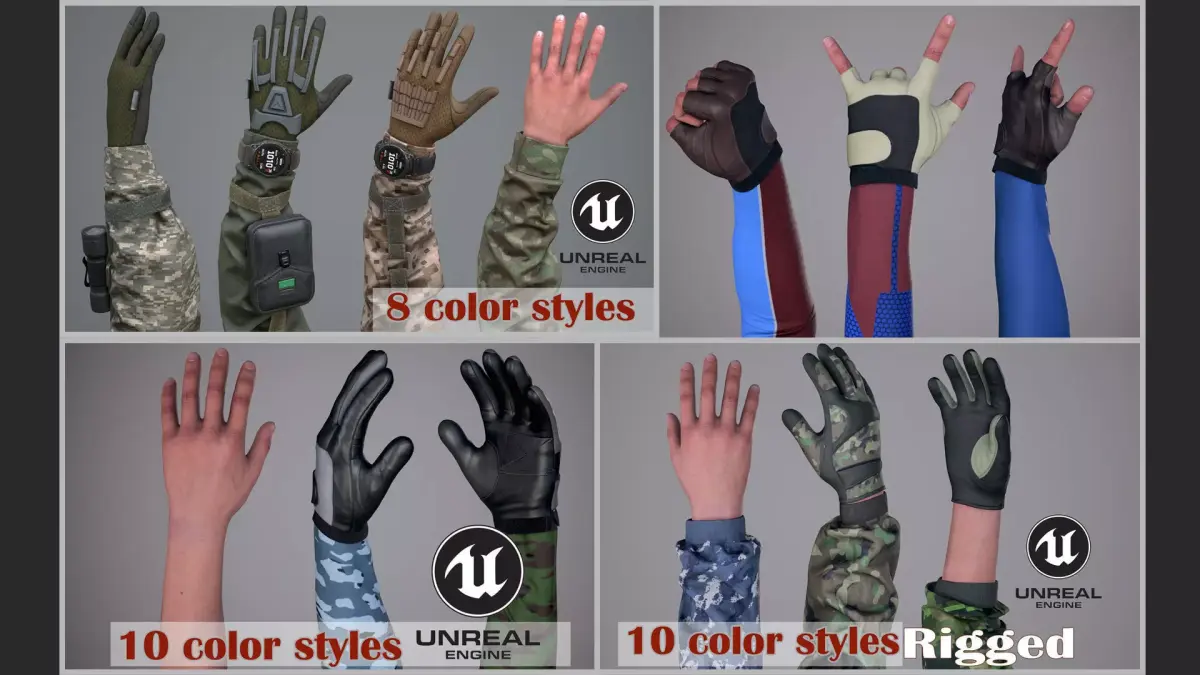FPS Arms Pack 01-04 Mega Bundle Low-poly 3D model