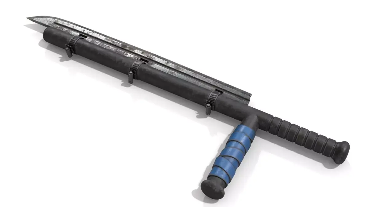 Police Baton with Blade Low-poly 3D model