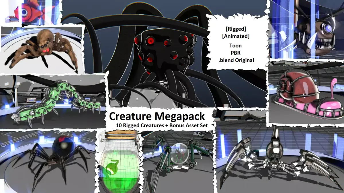 Creature Megapack 10 Rigged Creatures Plus Low-poly 3D model