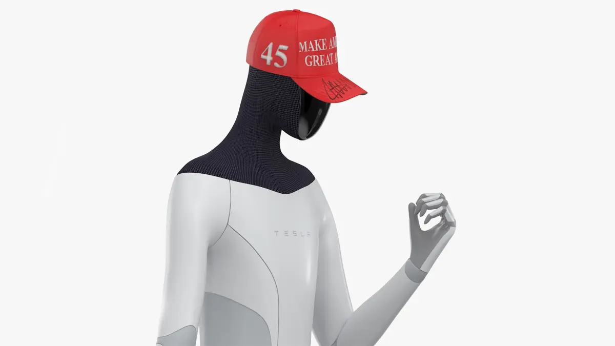 Tesla Bot in Trump Cap Rigged for Cinema 4D 3D model