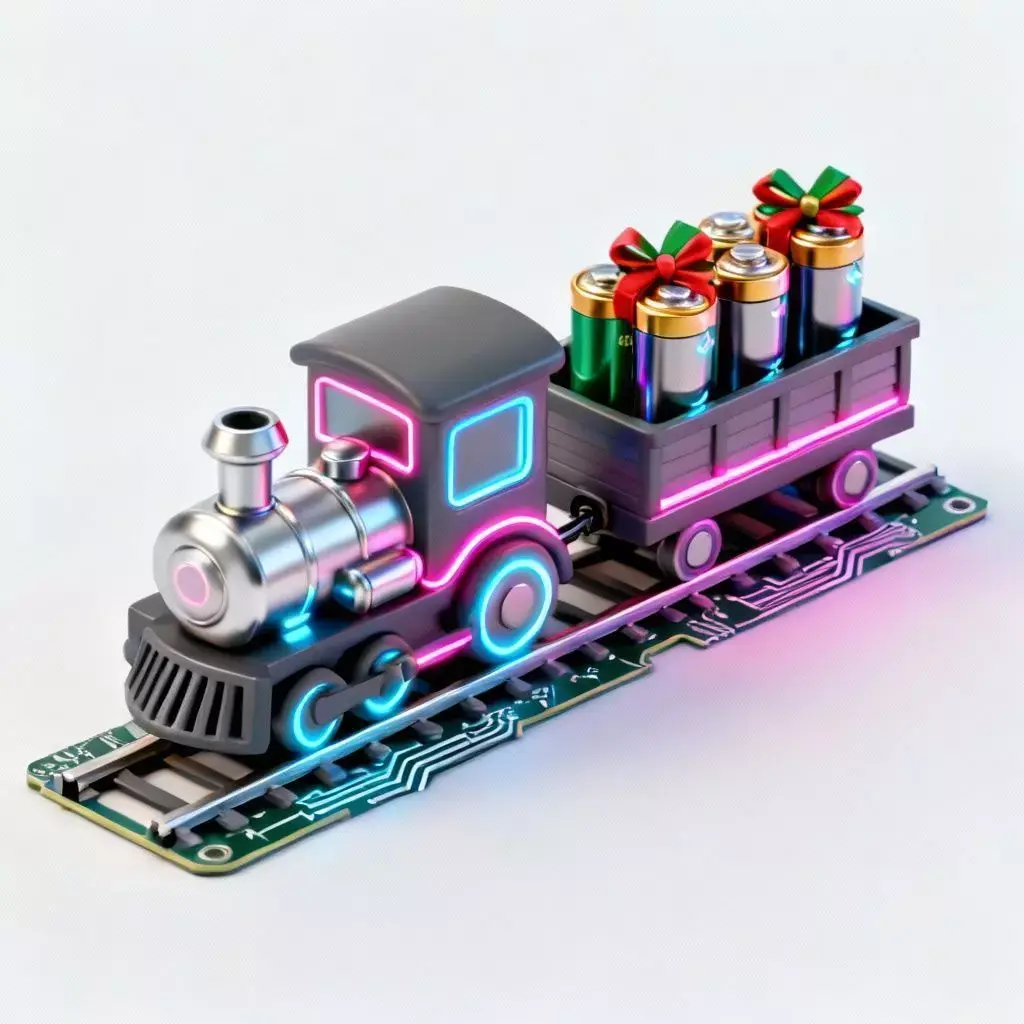 Miniature Cyberpunk Train Set 3D Model Tech Holiday Toy Low-poly 3D model
