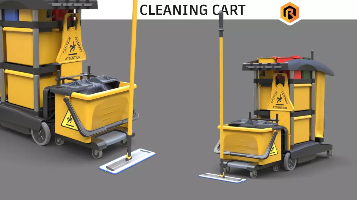 Cleaning Cart Low-poly 3D model buy