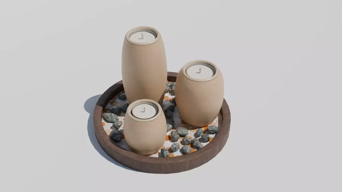 Set de Bougies Zen  Modele 3D decoratif  Textures PBR  FBX  OBJ Free 3D model