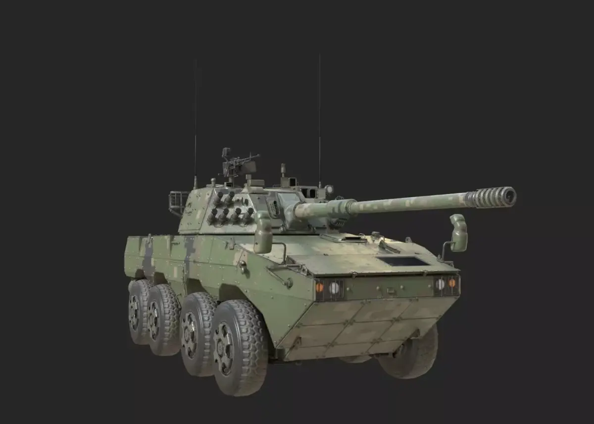 4 coatings of PLA Army ZTL11 ZTL-11 105mm wheeled Tank Destroyer Low-poly 3D model