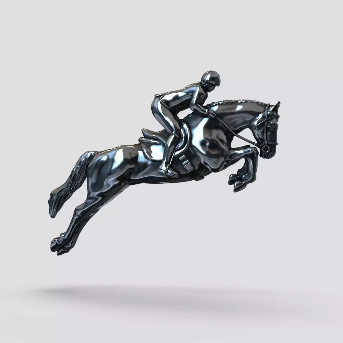 Horse equestrian rider jumping on 3D print model