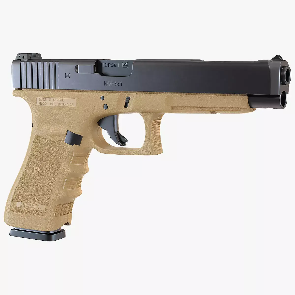 Glock G34 Semi Auto Pistol Desert Tan 3D model