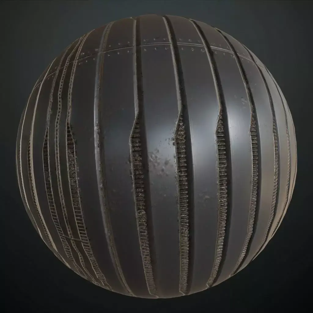 Dark Rusted Sci-fi Vented Panel PBR Seamless Texture