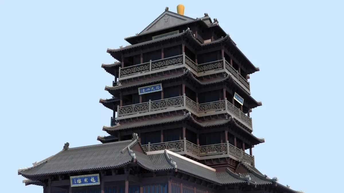 Chaoran Tower Jinan Chinese Ancient Architecture Pagoda  3D model