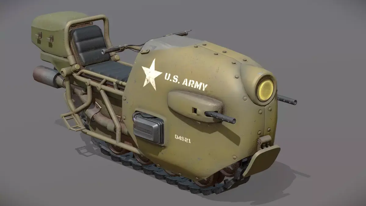 WW2 Tracked Motorcycle Low-poly 3D model