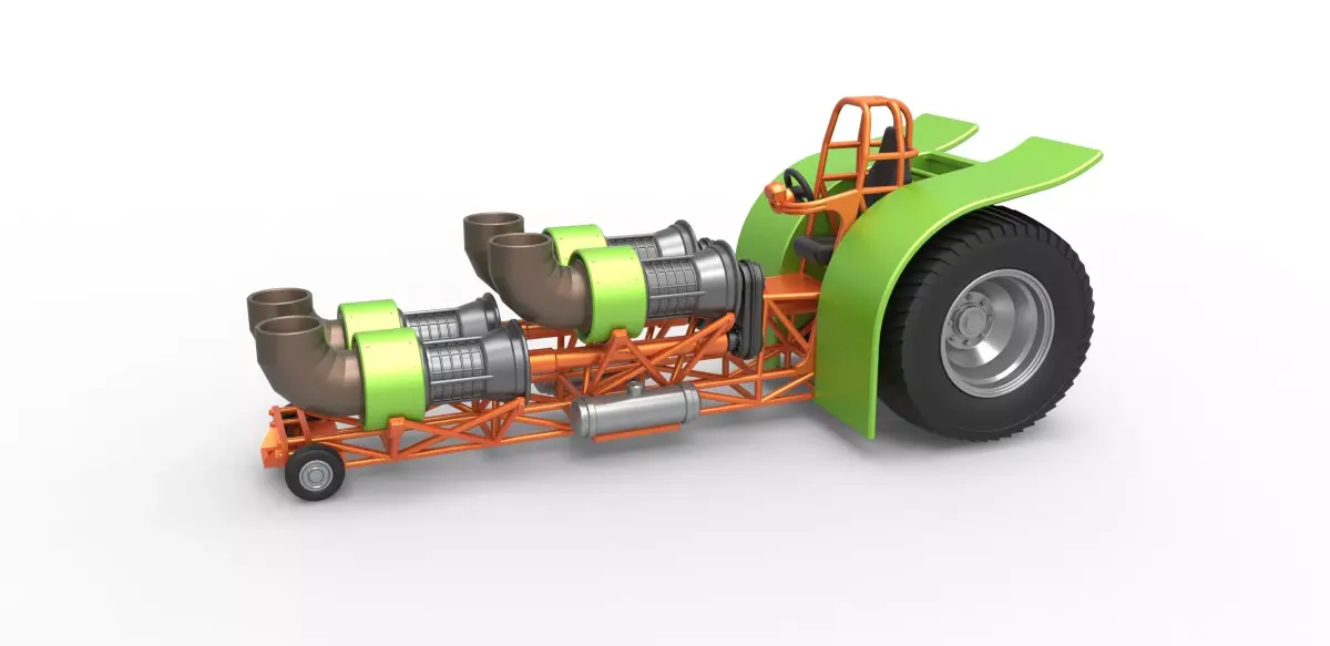 Pulling tractor with 4 jet engines 3 Scale 1 to 25 3D print model