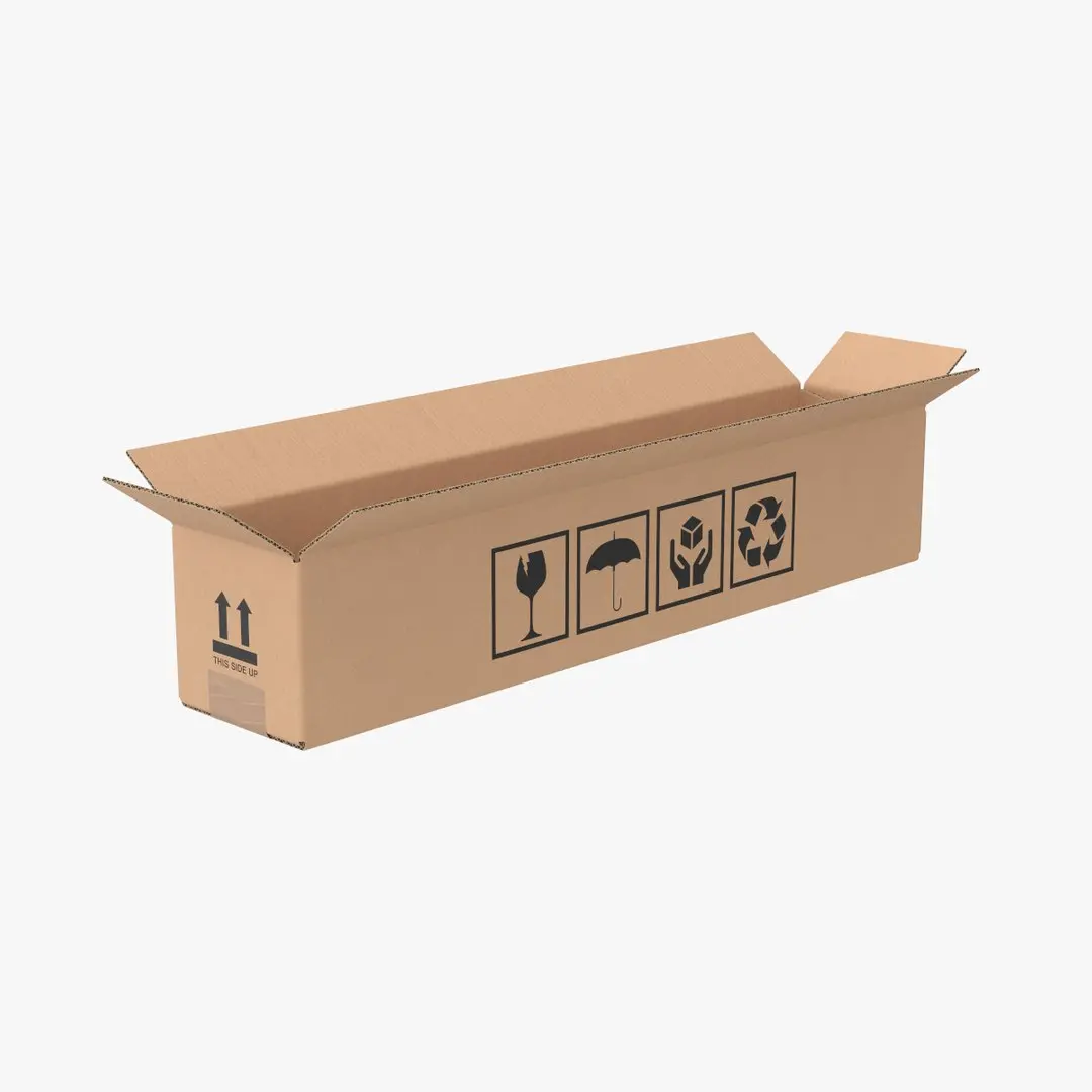 Cardboard Box 50x10x10 Half Open 3D model