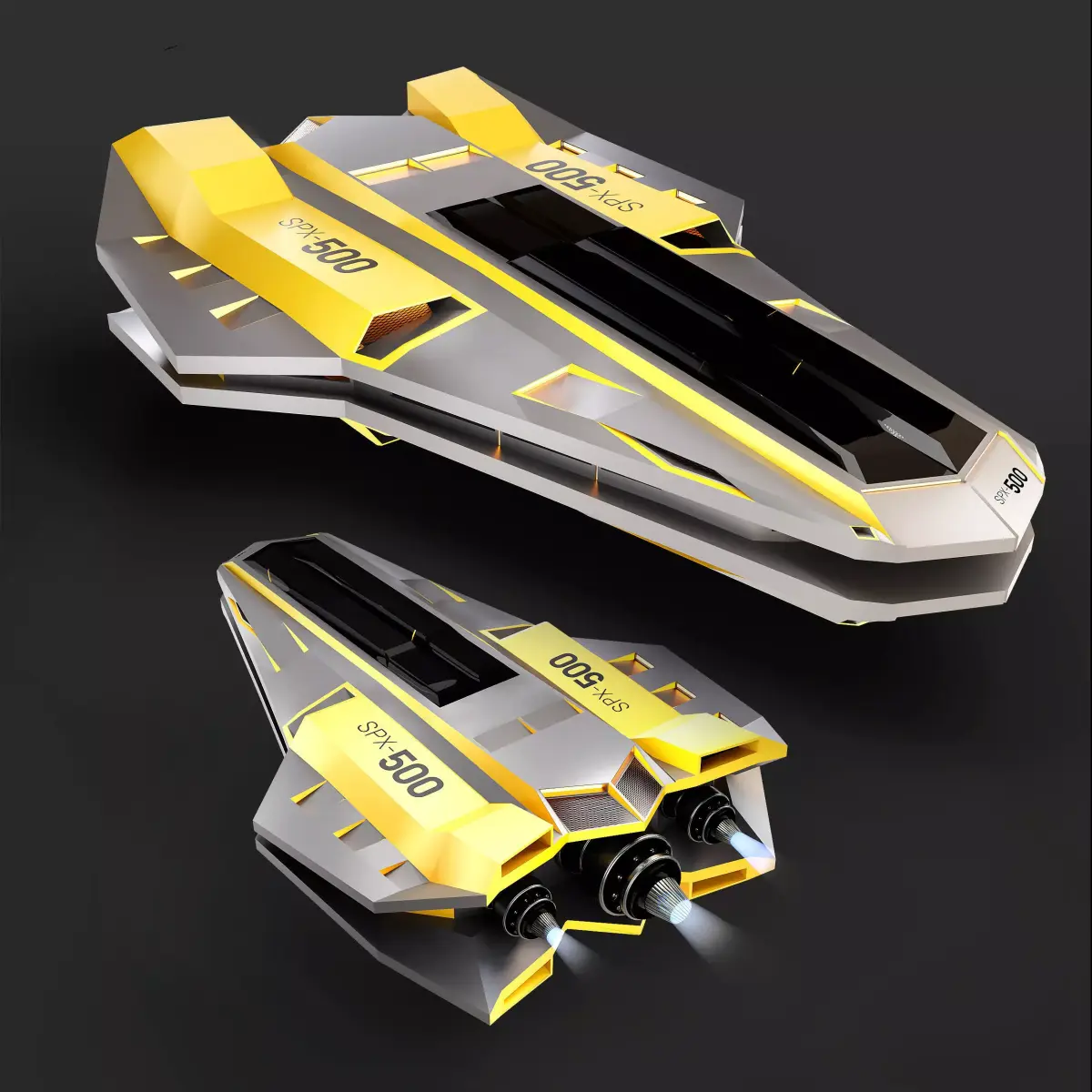 Space Ship Low-poly 3D model order