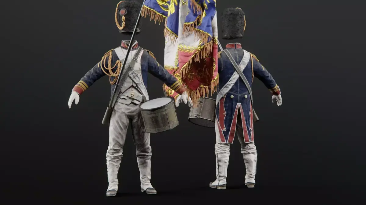 Soldier Napoleon Flag bearer 3D model