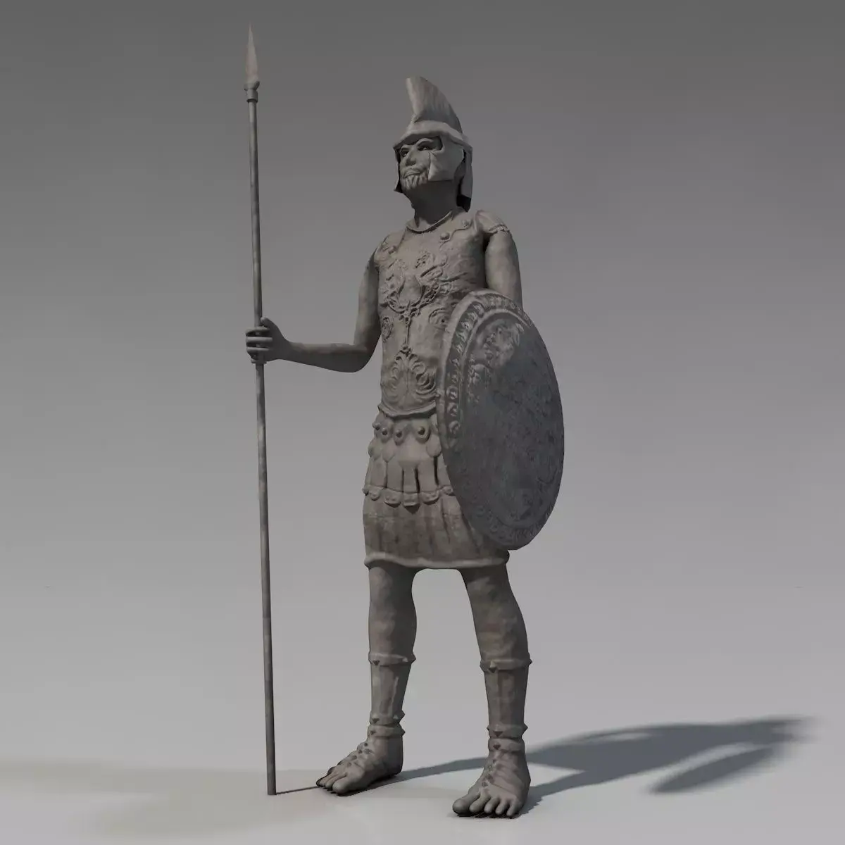 Low poly ancient soldier sculpture Low-poly 3D model