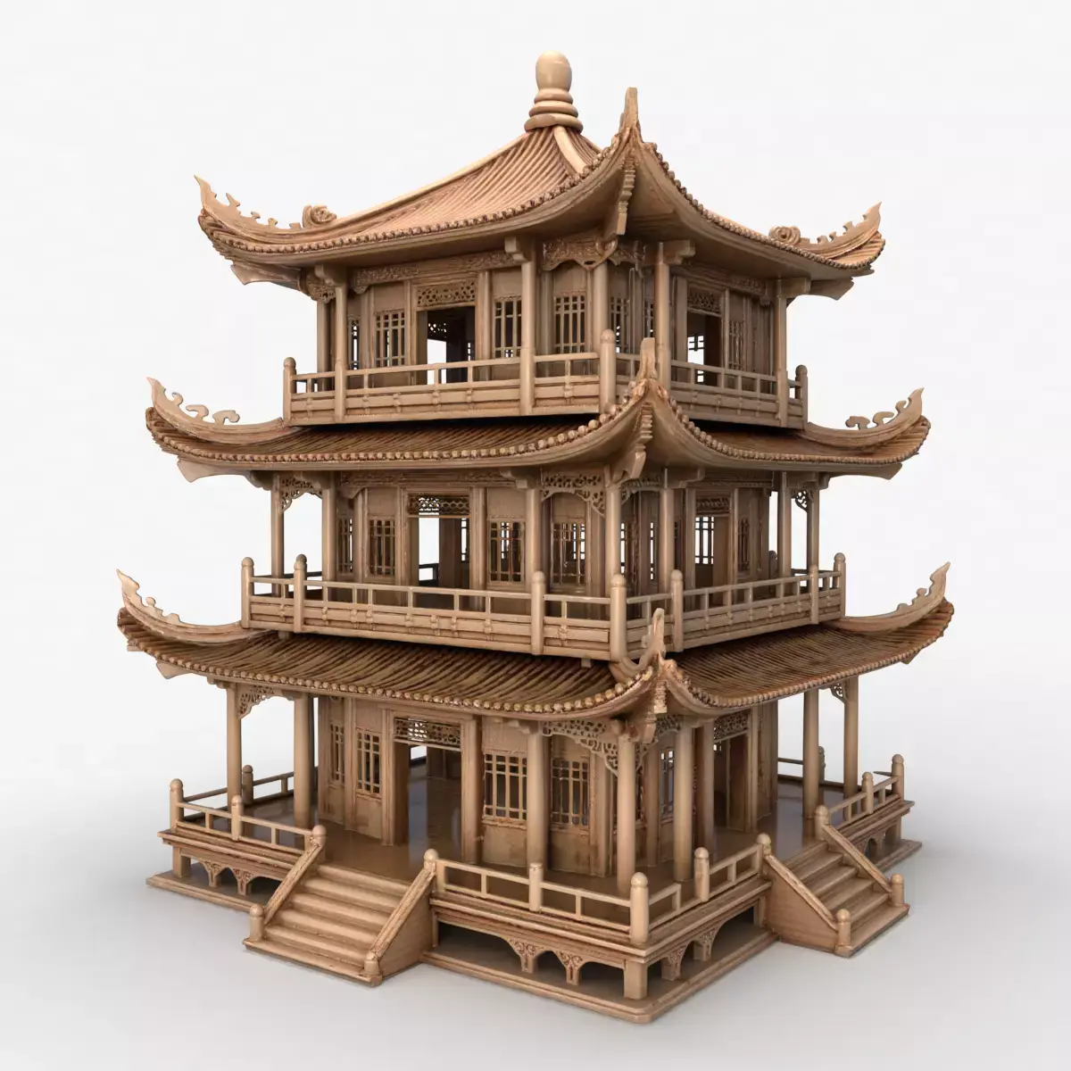 Eastern Pagoda High Detail 3D model