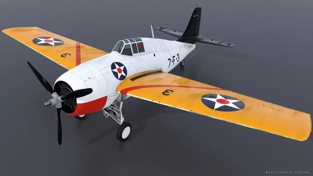 F4F-3 WILDCAT VF7 - 7F3 Low-poly 3D model