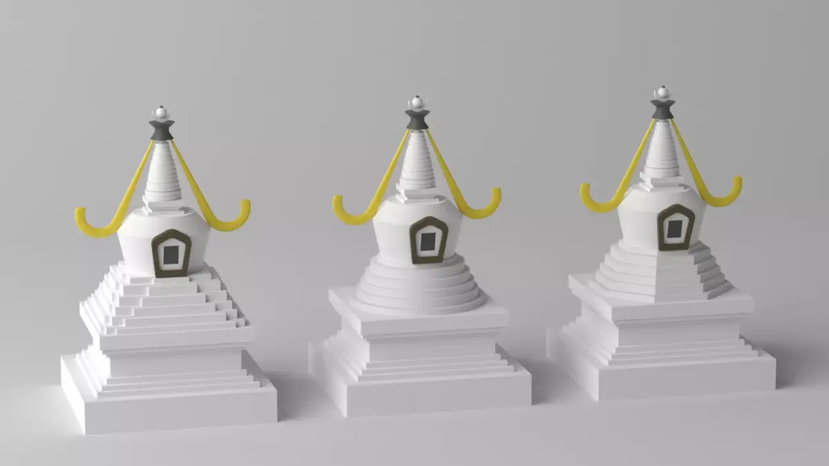 Tibetan Buddhist White Stupa Low-poly 3D model
