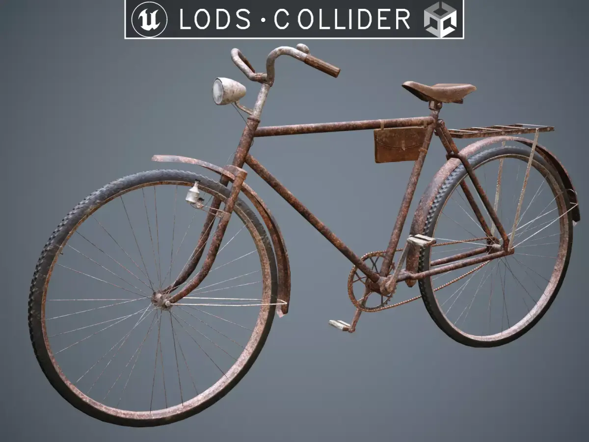 Customizable Vintage Bicycle Rusty - Updated for 2021 Low-poly 3D model