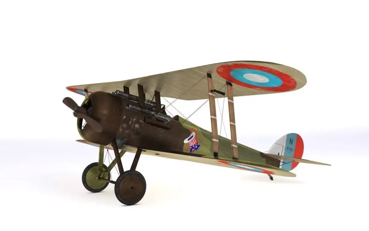 Nieuport 28 C1 French WW1 biplane fighter 3D model