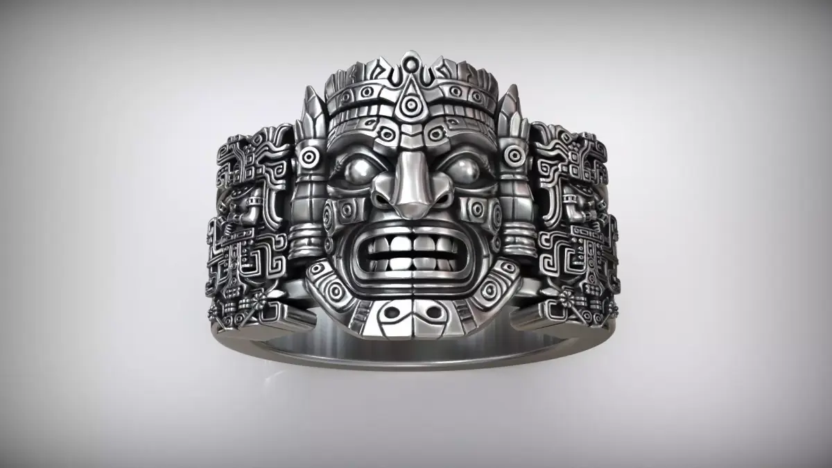 Aztec Warrior Ornamental Mask Pattern Band 3D print model
