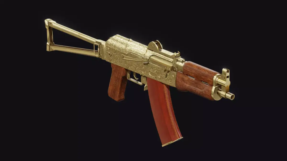 Gold AKS-74U Free low-poly 3D model
