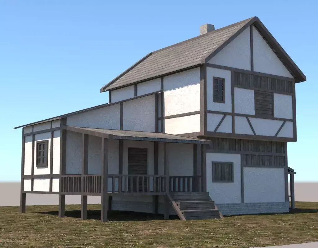 Low polygon medieval house for games and virtual reality Low-poly 3D model