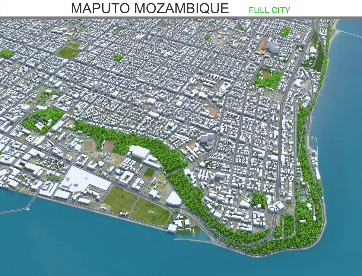 Maputo Mozambique 30km AI Low-poly 3D model