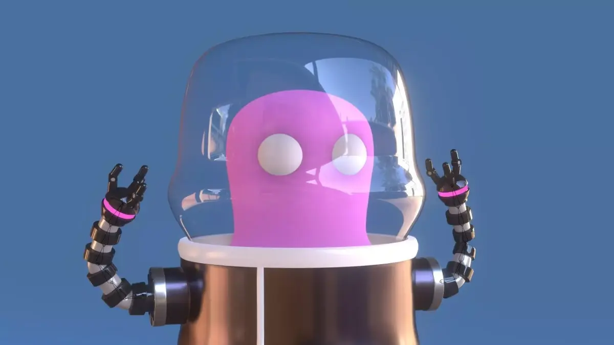 Pink Alien rigged Character Low-poly 3D model
