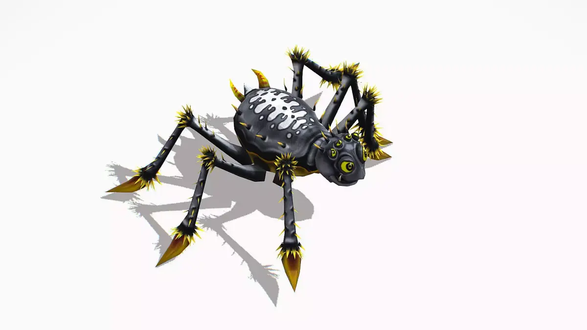 Gray Spider Insect  Animated Funny Cartoon Low-poly 3D model