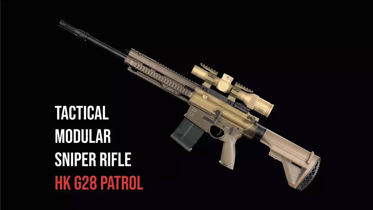 Tactical Modular Sniper Rifle HK G28 patrol Low-poly 3D model