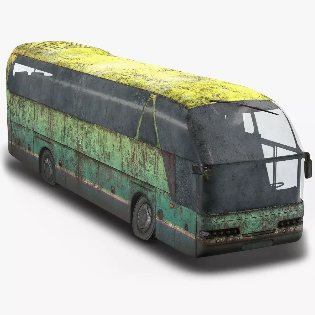 Tourist Bus Abandoned Low Poly  Low-poly 3D model