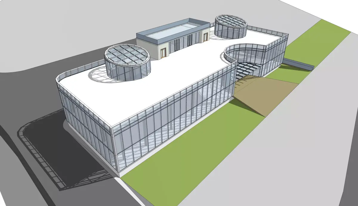 3D model of a two-storey office building 3D model